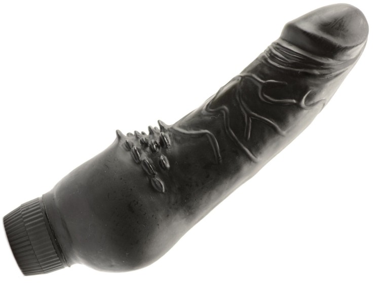 Klasyczny czarny wibrator z pobudzającymi wypustkami 3