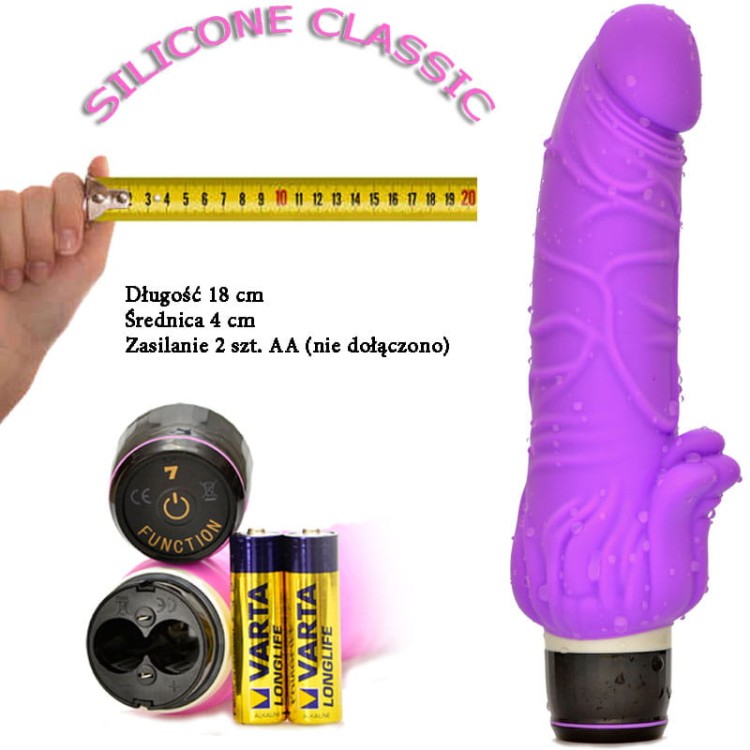 Wibrator z wypustką Silikon medyczny 18 cm-1