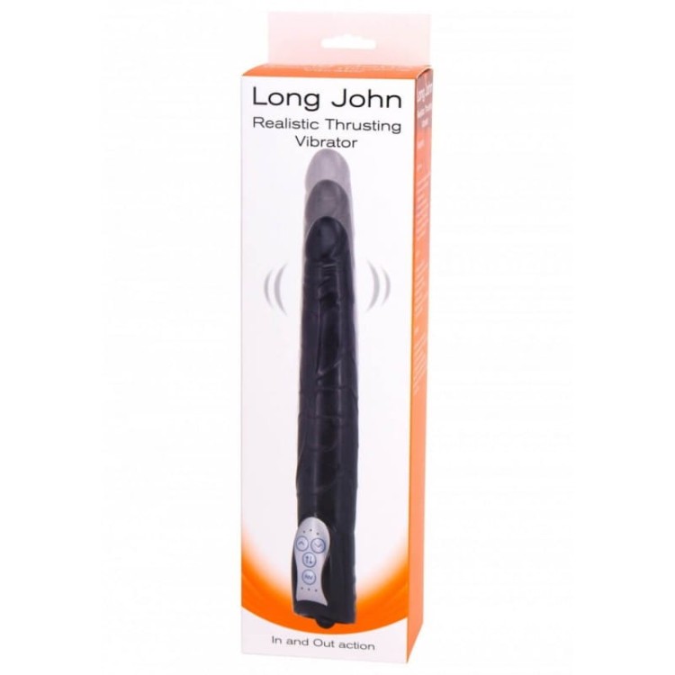 Long John Czarny wibrator z posuwem-1