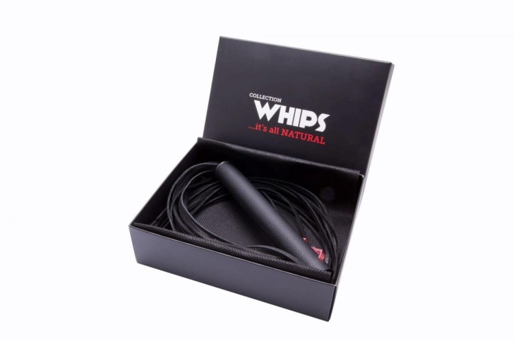 WHIPS Duży skórzany czarny pejcz-1