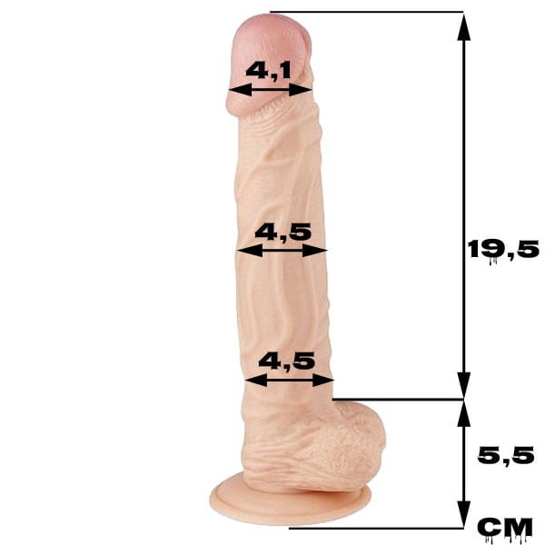 Sztuczny penis z jądrami i przyssawką 23 cm-1