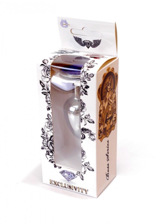 Srebrny metalowy korek z niebieskim kryształem-7