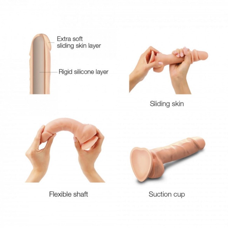 Silikonowe dildo z ruchomą skórą 15 cm-3