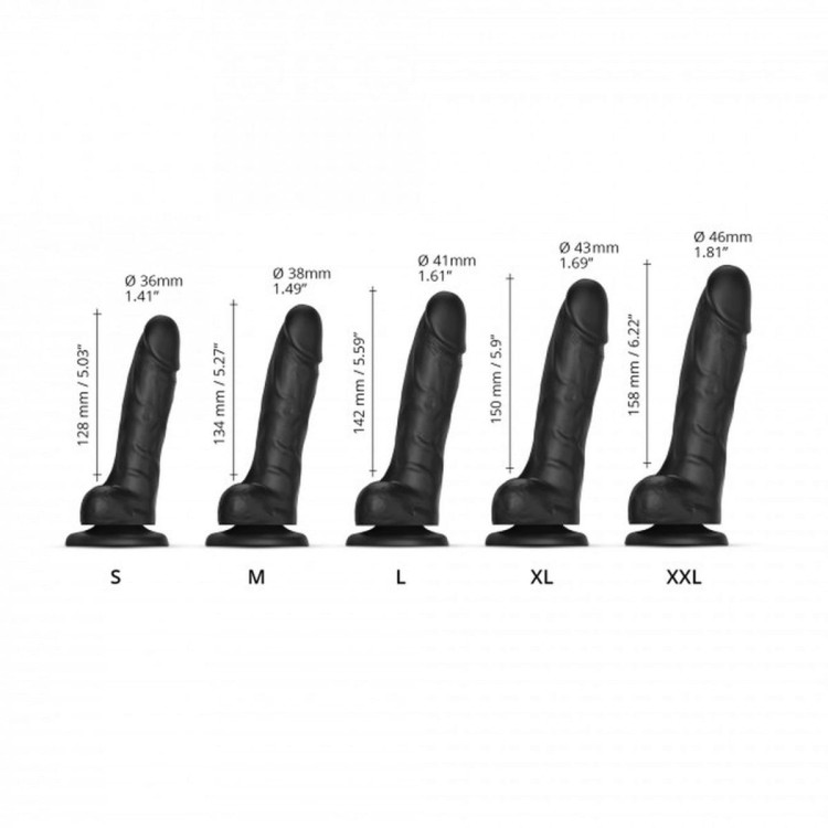 Silikonowe dildo z ruchomą skórą Czarny 12,8 cm-3