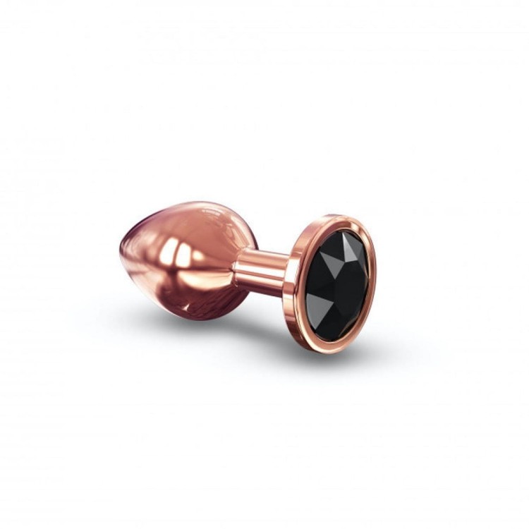 Metalowy złoty plug z czarnym kryształem M