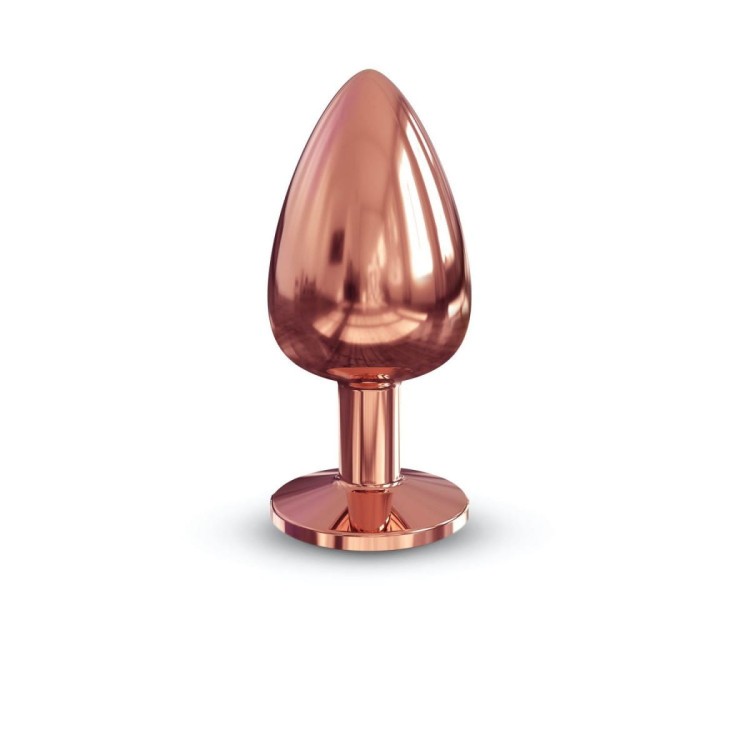 Metalowy złoty plug z czarnym kryształem L-1