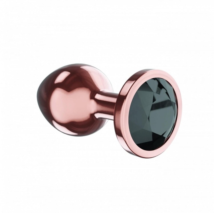 Metalowy złoty plug z czarnym kryształem