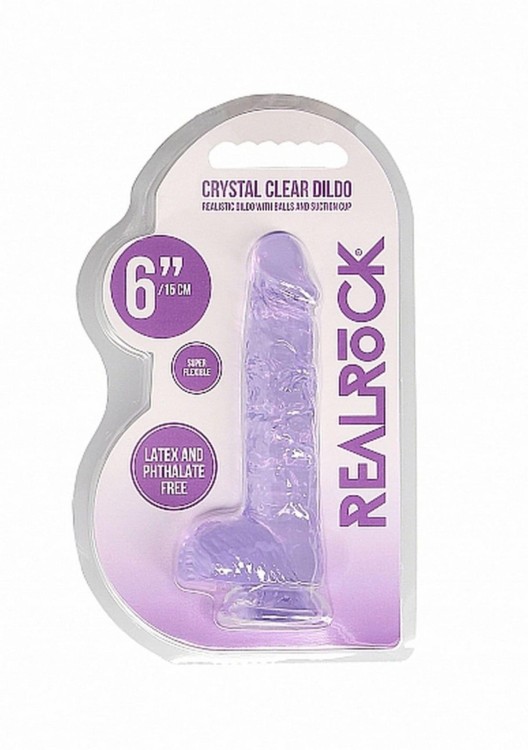 Miękkie dildo żelowe Penis z jądrami 15/3 cm Fiolet-5