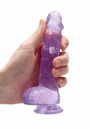 Miękkie dildo żelowe Penis z jądrami 15/3 cm Fiolet