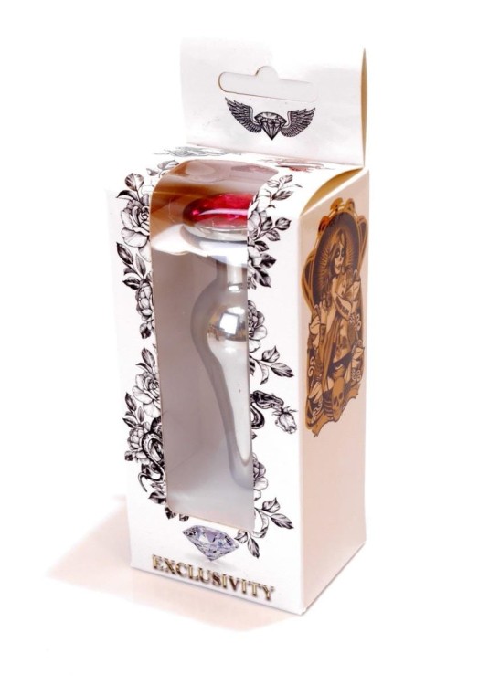 Metalowy wąski korek analny Różowy-8