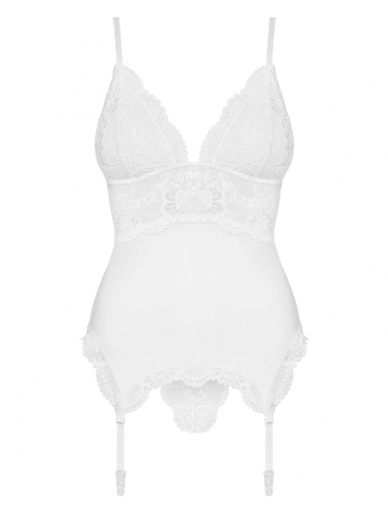 Bielizna-810-COR-2 gorset i stringi biały  S/M