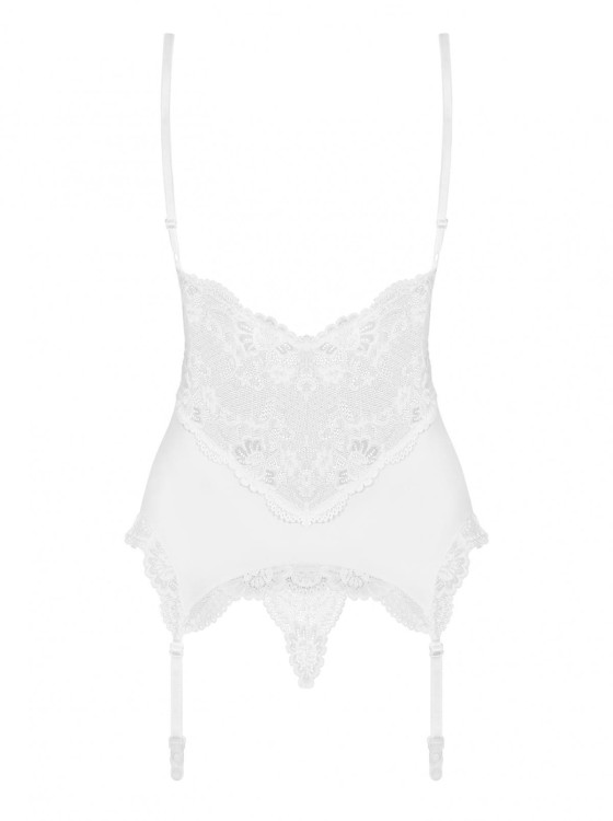 Bielizna-810-COR-2 gorset i stringi biały  S/M