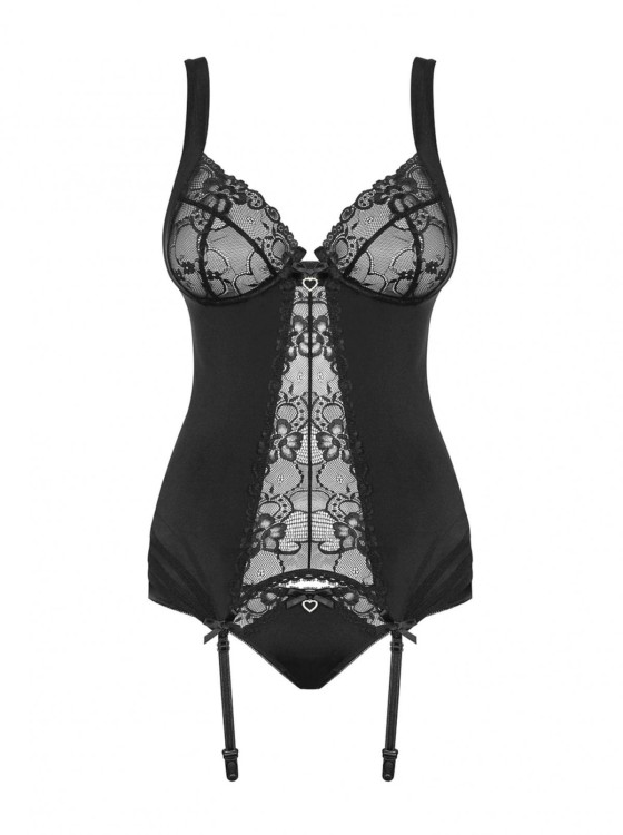 Bielizna-Heartina gorset i figi czarny  S/M