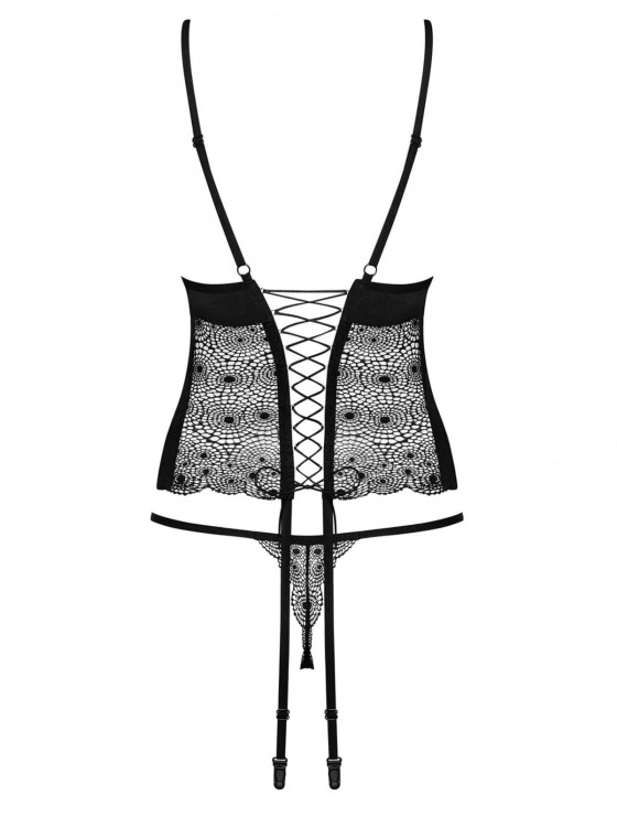 Bielizna-Sharlotte gorset i stringi czarny  S/M