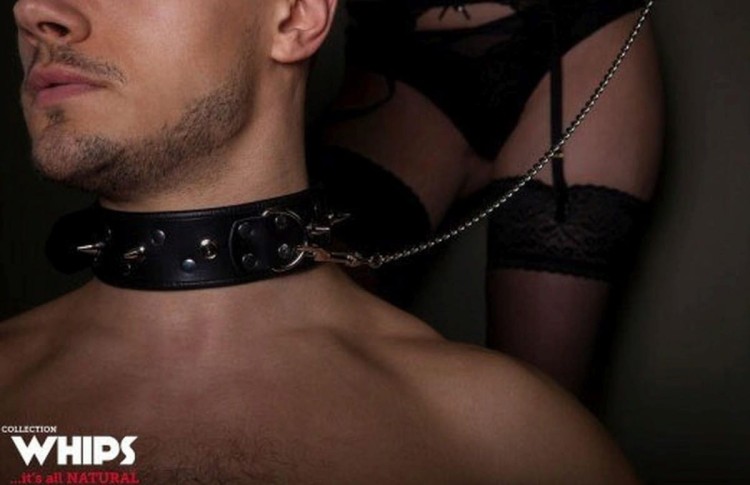 WHIPS obroża męska z ćwiekami i smyczą-1