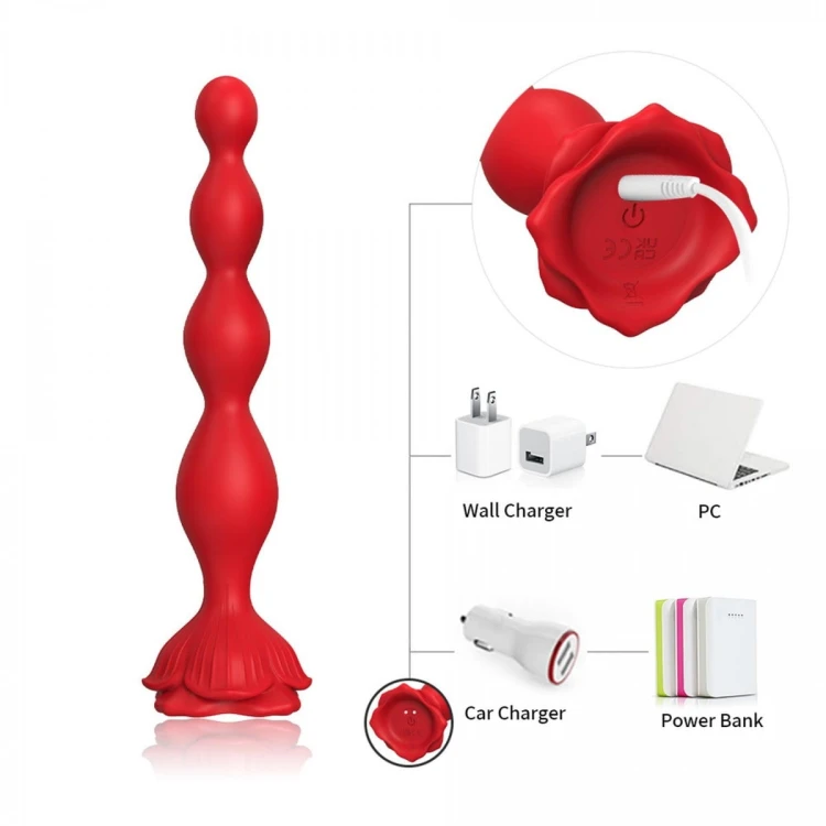 Rosestick Red Wibrujące kulki analne-7