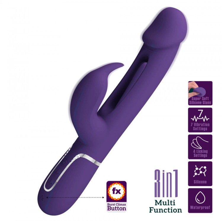 Wibrator Prettylove Kampas Dark Purple z językiem-1