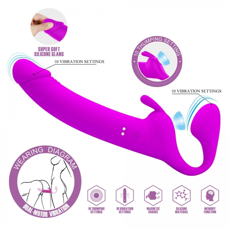 Wibrujący strap-on bez uprzęży-1