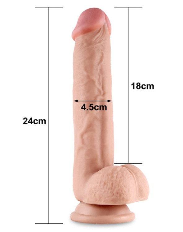 Penis z ruchomą skórą i miękkimi jądrami 24 cm-5
