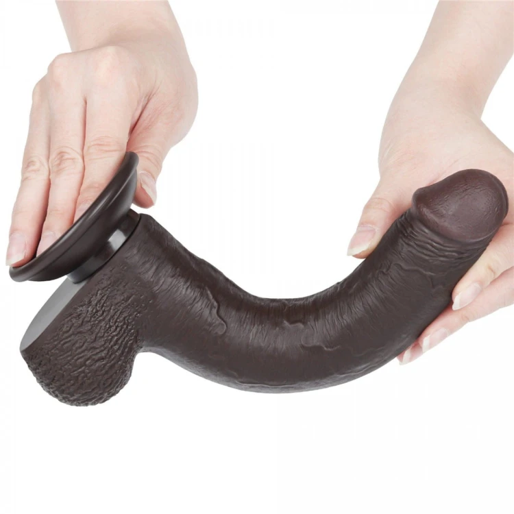 Prawdziwy penis z przesuwną skórą 16 cm Czarny-9