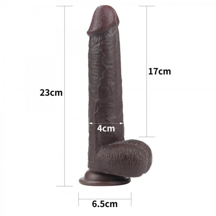 Prawdziwy penis z przesuwną skórą 17 cm Czarny-2