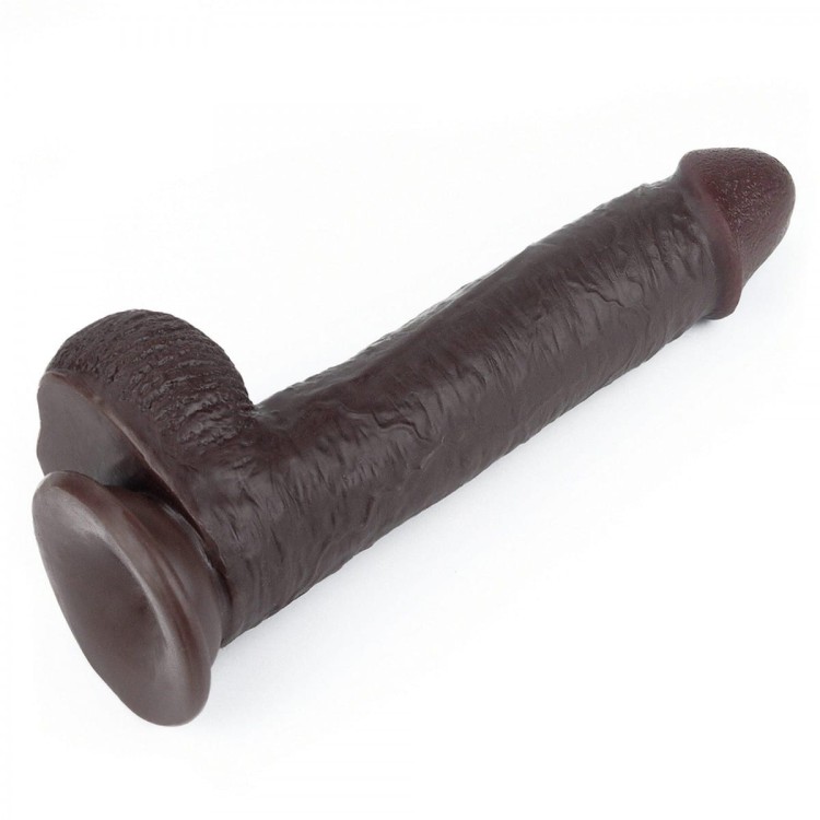 Prawdziwy penis z przesuwną skórą 17 cm Czarny-10
