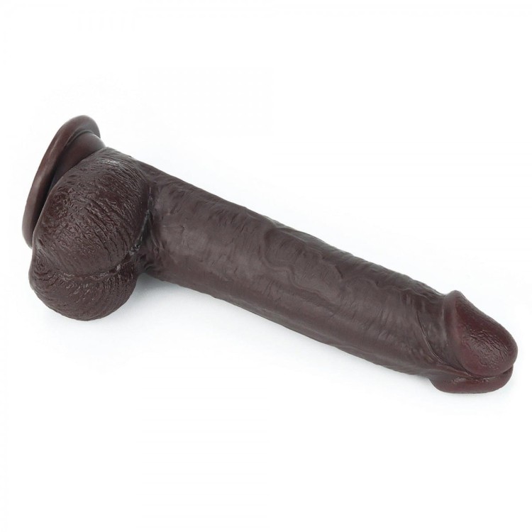 Prawdziwy penis z przesuwną skórą 17 cm Czarny-11