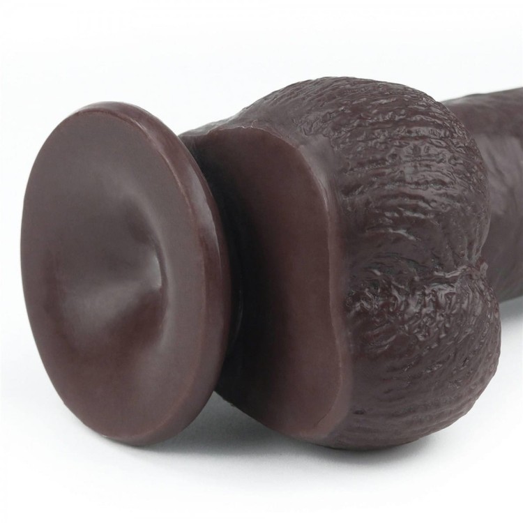 Prawdziwy penis z przesuwną skórą 17 cm Czarny-13