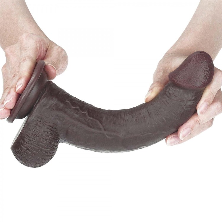 Prawdziwy penis z przesuwną skórą 17 cm Czarny-15