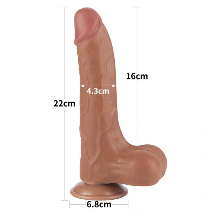 Naturalny penis z ruchomą skórą 16 /4,3 Brąz-2
