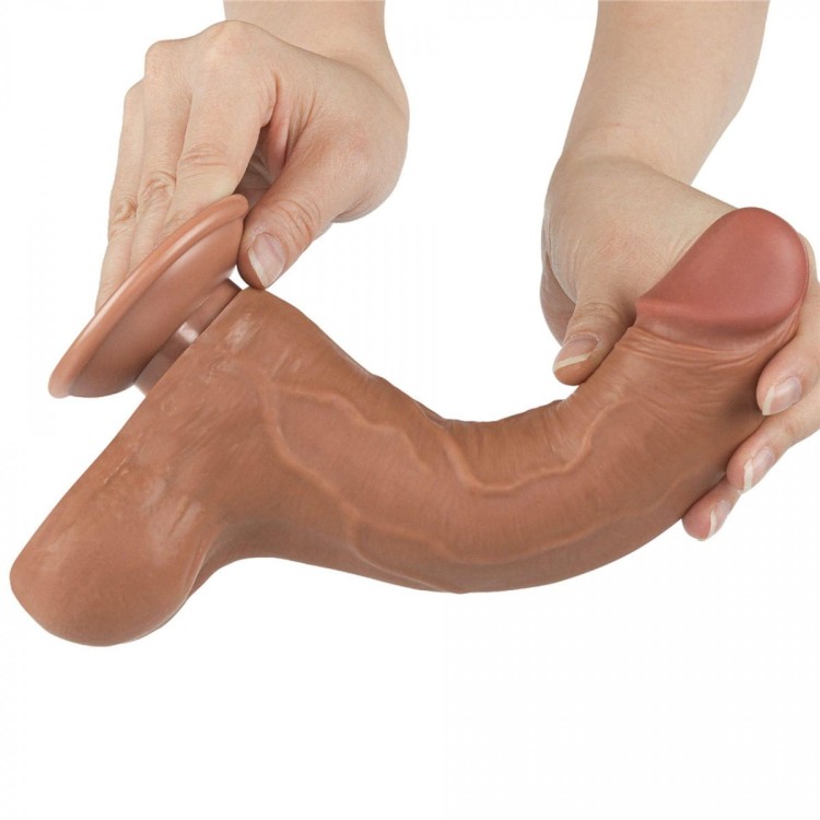 Naturalny penis z ruchomą skórą 16 /4,3 Brąz-4
