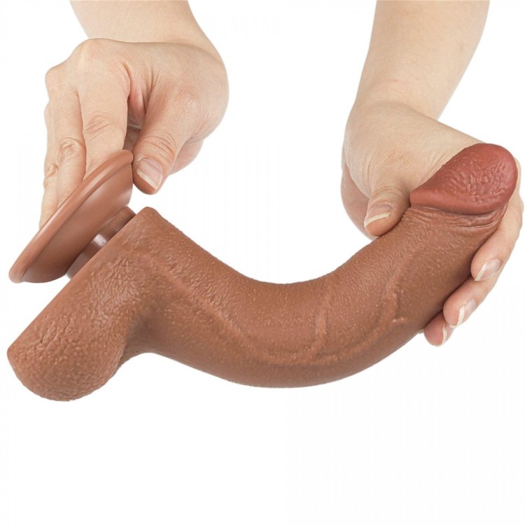 Naturalny penis z ruchomą skórą 17 /4 Brąz-4