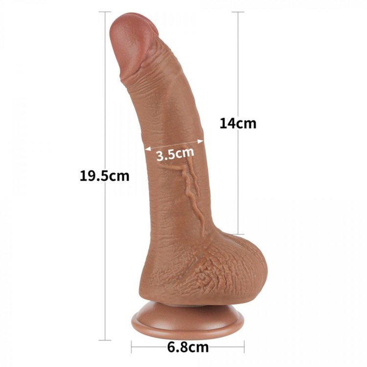 Naturalny penis z ruchomą skórą 19 /3,5 Brąz-2