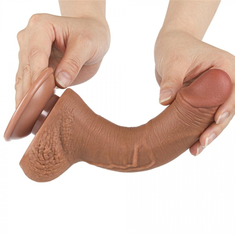 Naturalny penis z ruchomą skórą 19 /3,5 Brąz-4