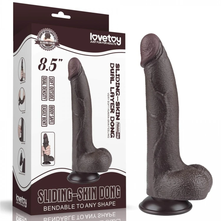Czarny penis z ruchomą skórą 17/4-1