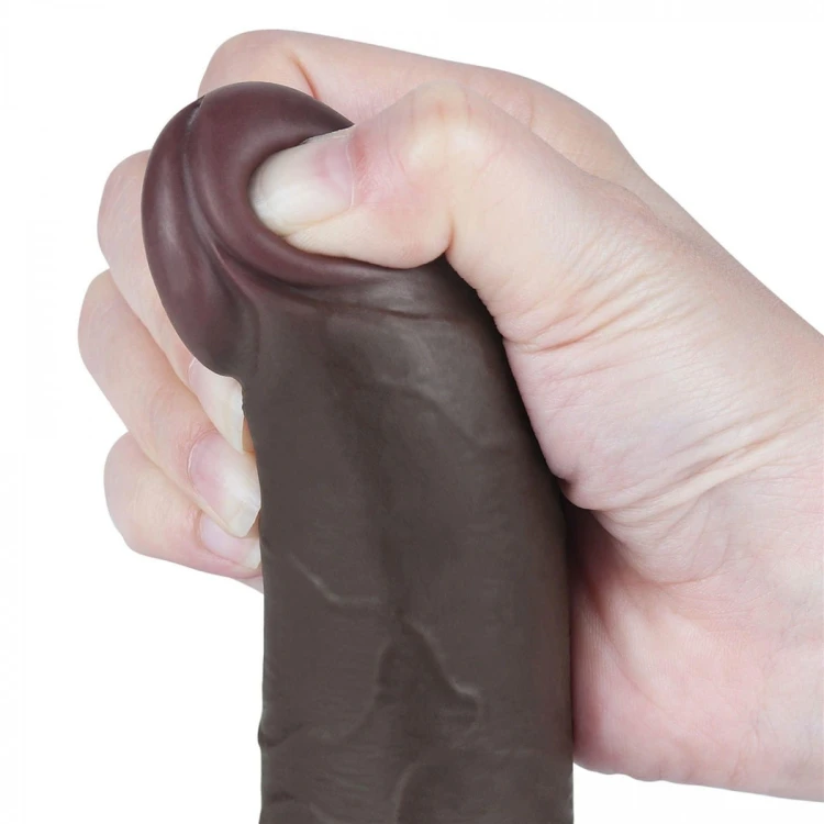 Czarny penis z ruchomą skórą 13,2/3,6 cm-3