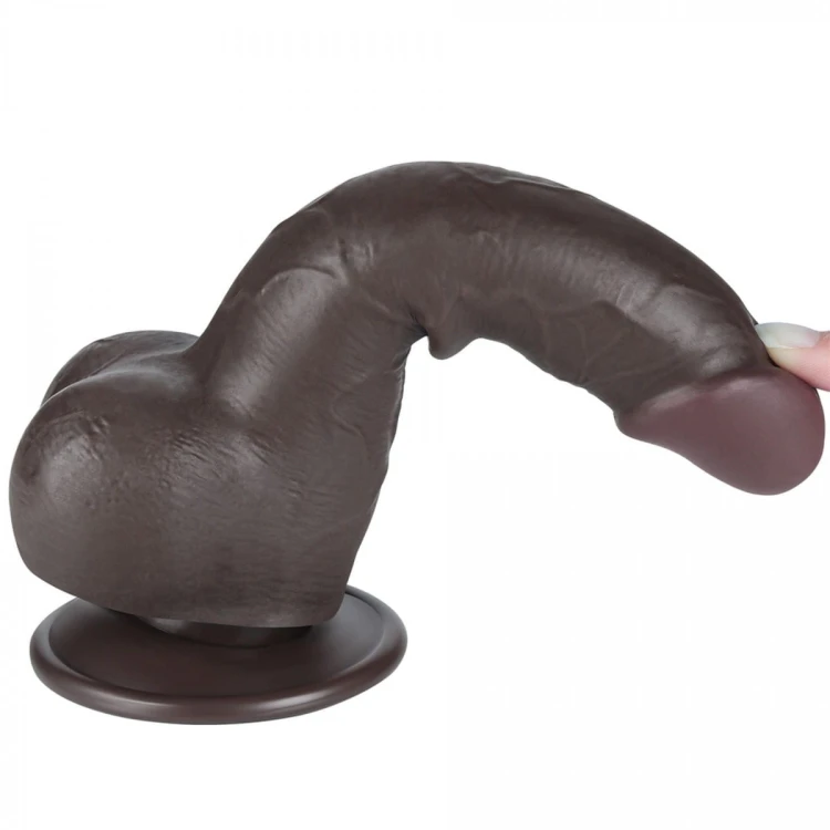 Czarny penis z ruchomą skórą 13,2/3,6 cm-12