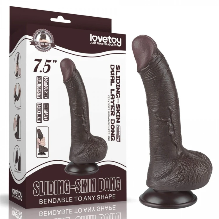 Czarny penis z ruchomą skórą 14/3,5 cm-3