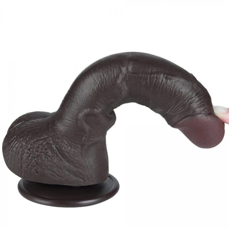 Czarny penis z ruchomą skórą 14/3,5 cm-12