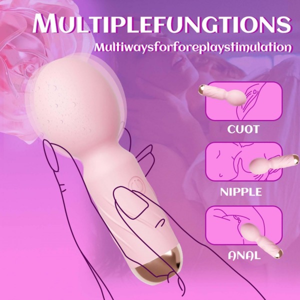 Mini Wibrator Magic Wand Masażer Do intymnej Stymulacji Purple-2