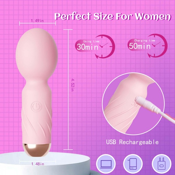 Mini Wibrator Magic Wand Masażer Do intymnej Stymulacji Purple-3