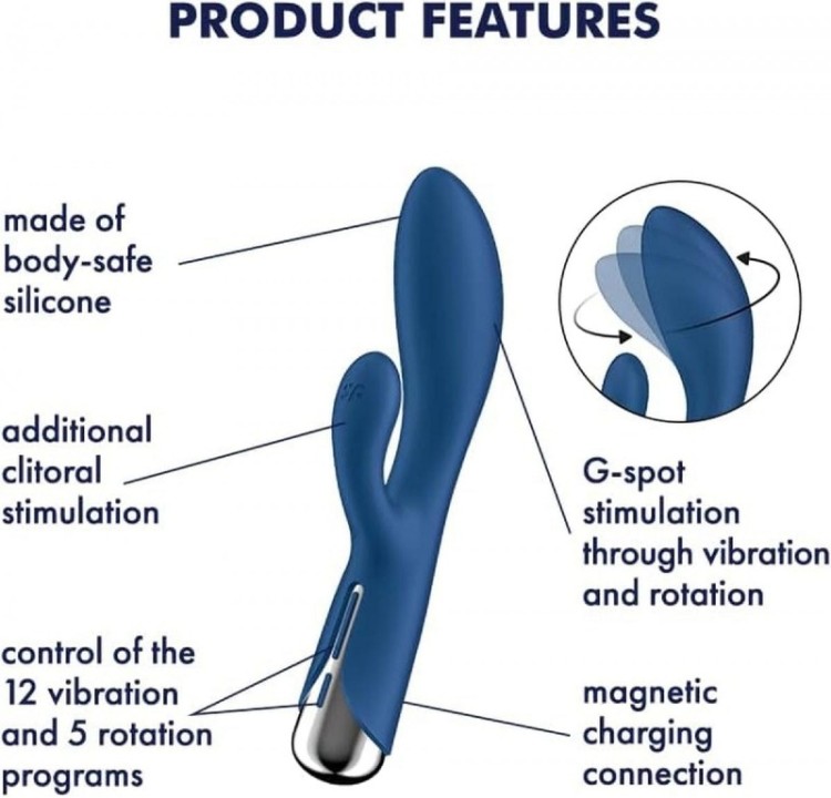 Wibrator Satisfyer Spinning Rabbit 1 obrotowy Blue-3