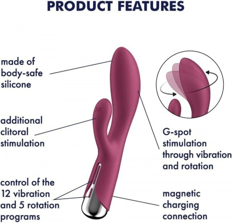 Wibrator Satisfyer Spinning Rabbit 1 obrotowy Red-3
