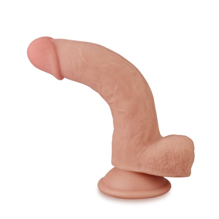 Penis z ruchomą skórą Miękkie dildo z jądrami-13