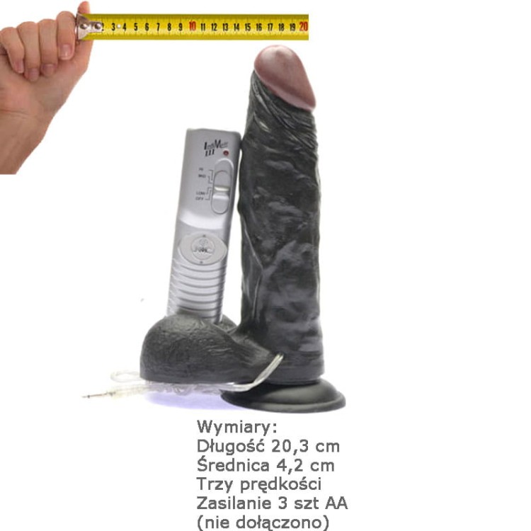 Wielki czarny wibrator Pilot mocna przyssawka 20,3 cm-1