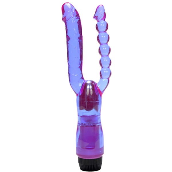 Podwójny wibrator z koralikami analnymi