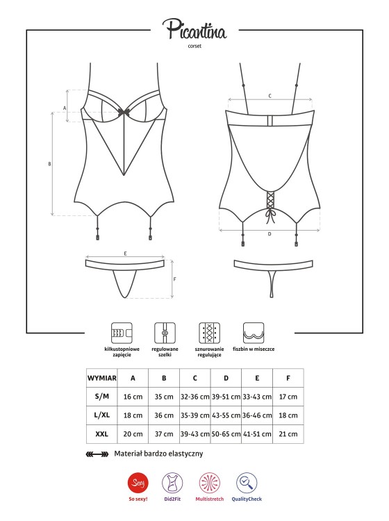 Obsessive Picantina gorset i stringi L/XL-4