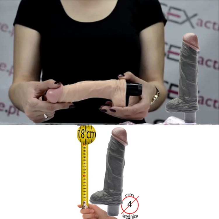 Czarny wibrator realistyczny  Klasyczny czarny penis-2