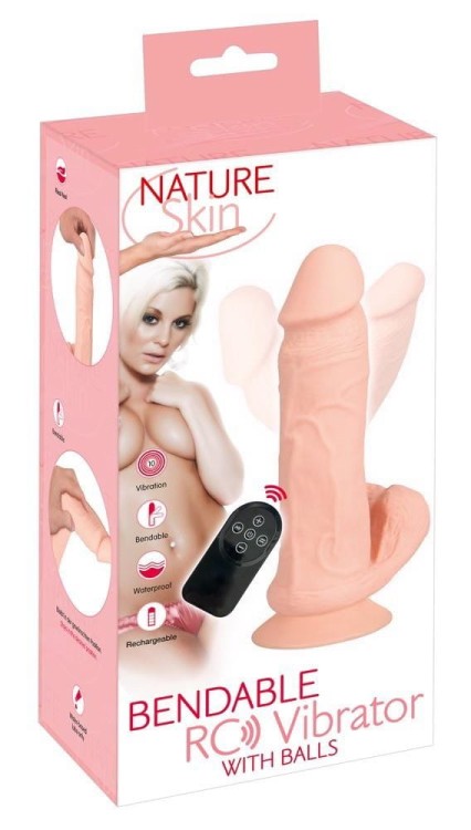 Nature Skin Wibrator o kształcie penisa z jądrami-8