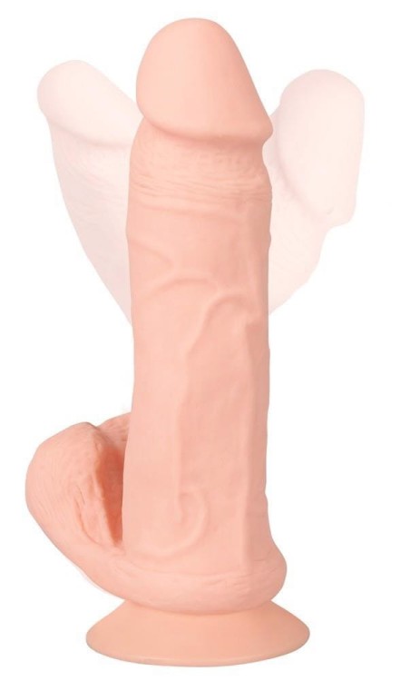 Nature Skin Wibrator o kształcie penisa z jądrami-4